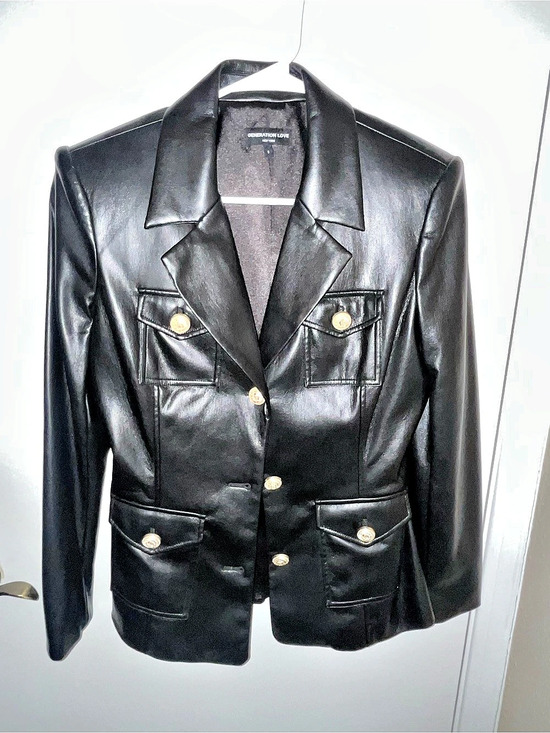 Generation Love Jackets & Blazers - Generation Love Faux Leather Blazer Black Size Small
